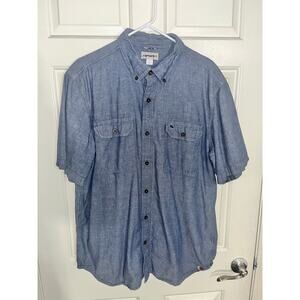 Carhartt Men's XL Chambray Blue Short-Sleeve Button-Down Work Shirt